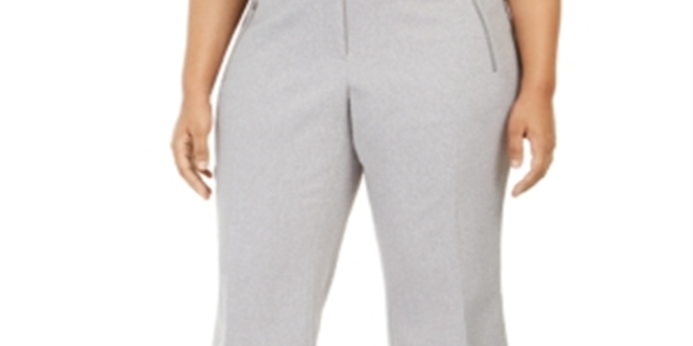 Calça curta de sarja Calvin Klein feminina com bolso e zíper, cinza, tamanho 18W