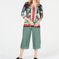 Túnica estampada com acabamento em anel feminina JM Collection, tamanho pequeno, verde