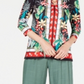 Túnica estampada com acabamento em anel feminina JM Collection, tamanho pequeno, verde