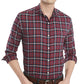 Camisa xadrez masculina Tommy Hilfiger de algodão com botões, roxa, tamanho P