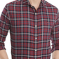 Camisa xadrez masculina Tommy Hilfiger de algodão com botões, roxa, tamanho P