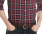 Camisa xadrez masculina Tommy Hilfiger de algodão com botões, roxa, tamanho P