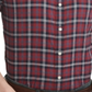Camisa xadrez masculina Tommy Hilfiger de algodão com botões, roxa, tamanho P