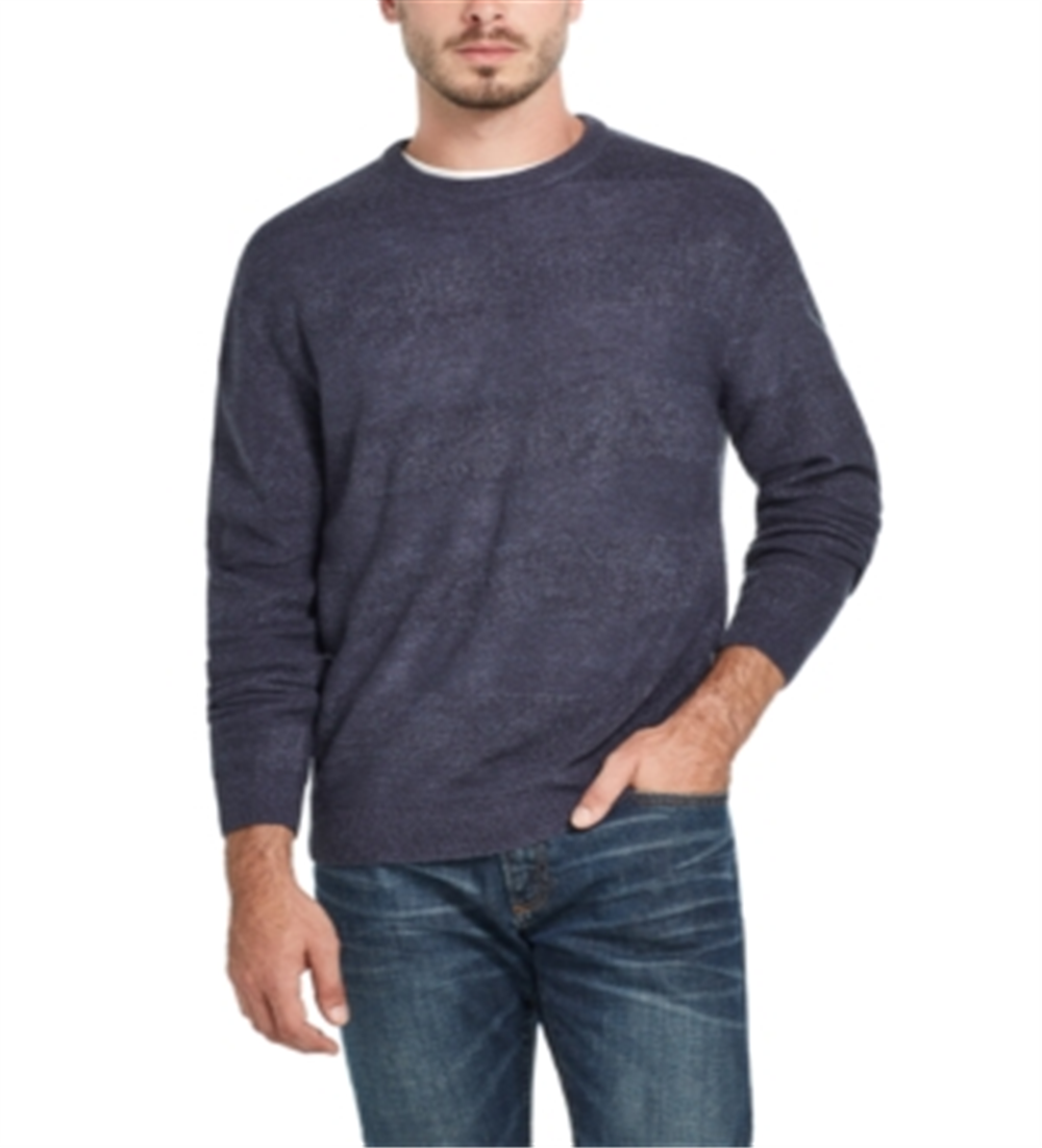 Suéter listrado masculino vintage à prova de intempéries, toque suave, azul, tamanho grande