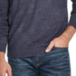 Suéter listrado masculino vintage à prova de intempéries, toque suave, azul, tamanho grande