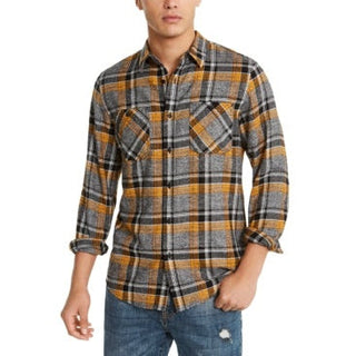 Camisa social masculina American Rag xadrez com gola clássica, tamanho pequeno, cinza