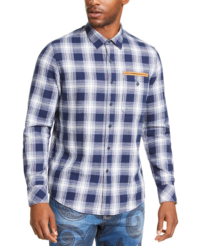 Camisa Sean John Masculina Clássica de Gola Alta Grande Azul Tamanho XXXX-G