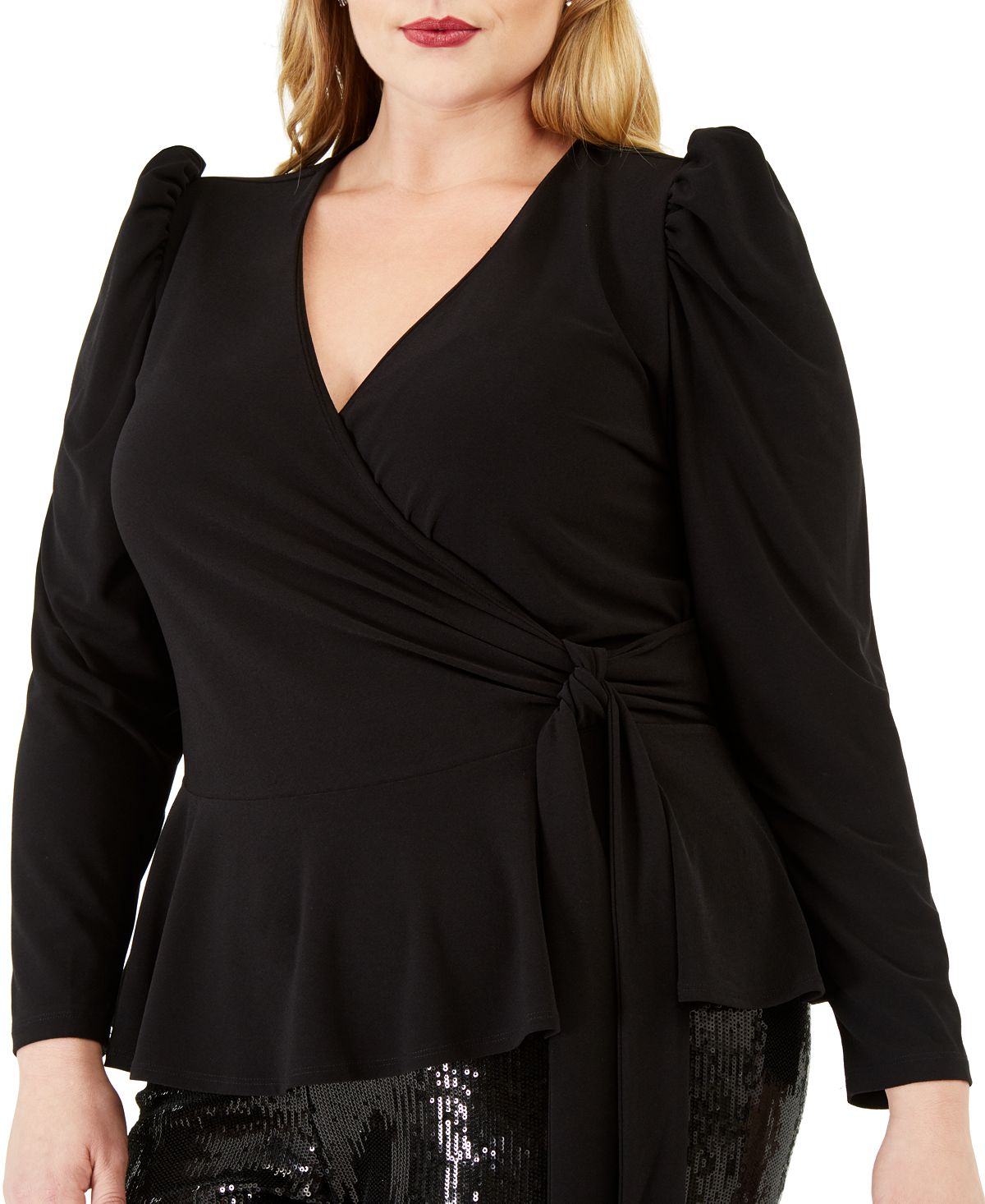 INC International Concepts Top feminino com alças bufantes e ombros de fora, preto, tamanho 0X
