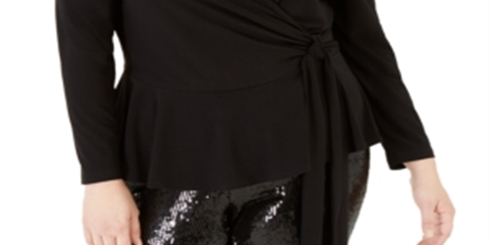 INC International Concepts Top feminino com alças bufantes e ombros de fora, preto, tamanho 0X
