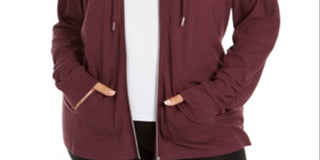 Calvin Klein Plus Moletom com capuz feminino com zíper vermelho tamanho 2X