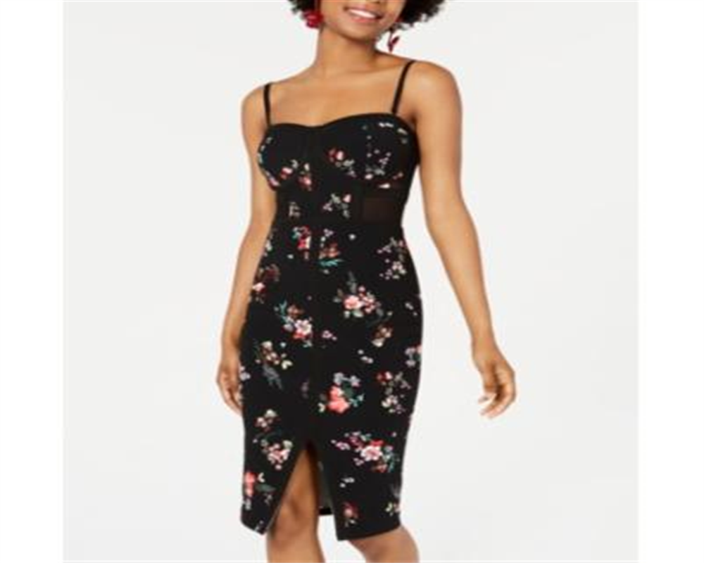 Vestido Bodycon Ilusion estampado infantil Material Girl, preto, tamanho médio