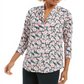Blusa feminina Charter Club com estampa floral e decote em V franzido, rosa, tamanho XX-G