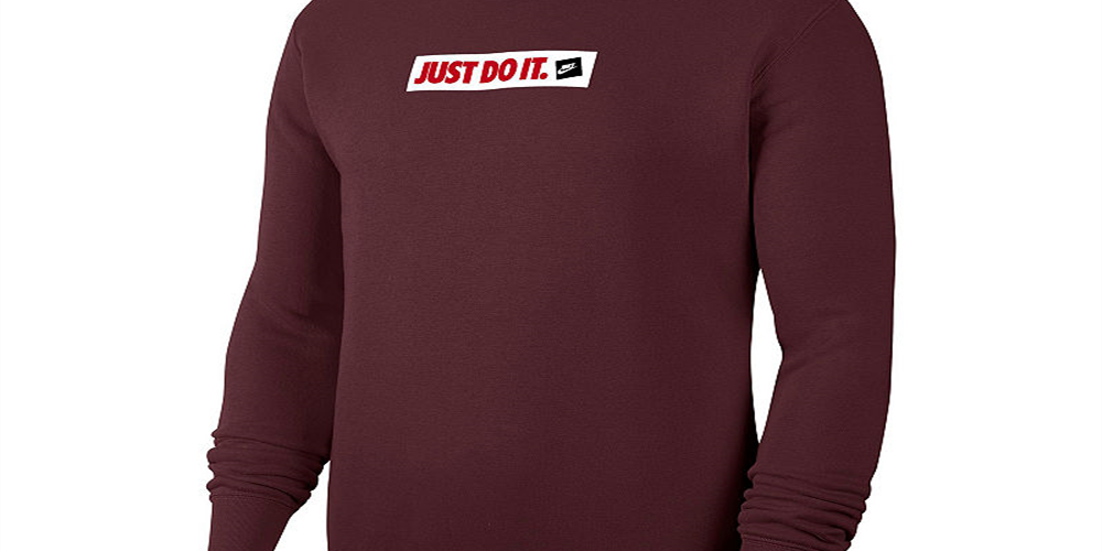 Suéter Nike Masculino com Gola Redonda Just Do It Graphic, Vinho, Tamanho Pequeno