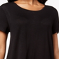 Camiseta feminina de manga curta com gola redonda e estampa de joias Style &amp; Co, preta, tamanho pequeno