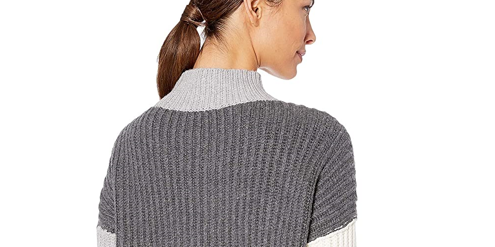 Suéter feminino Vince Camuto de manga comprida com ponto trançado e gola alta - cinza, tamanho GG