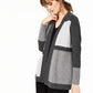 Cardigan feminino de cashmere puro com blocos de cores Charter Club, cinza, tamanho pequeno P
