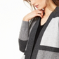 Cardigan feminino de cashmere puro com blocos de cores Charter Club, cinza, tamanho pequeno P