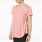JM Collection Top feminino com decote redondo rosa tamanho pequeno