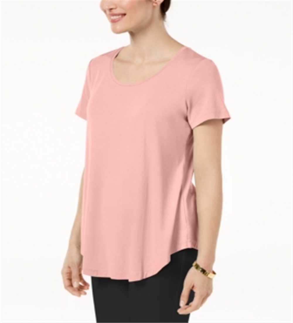 JM Collection Top feminino com decote redondo rosa tamanho pequeno