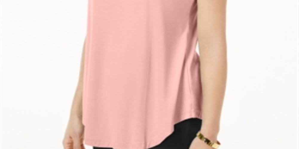 JM Collection Top feminino com decote redondo rosa tamanho pequeno