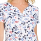 Karen Scott Top Henley Estampado Feminino Azul - Tamanho Pequeno
