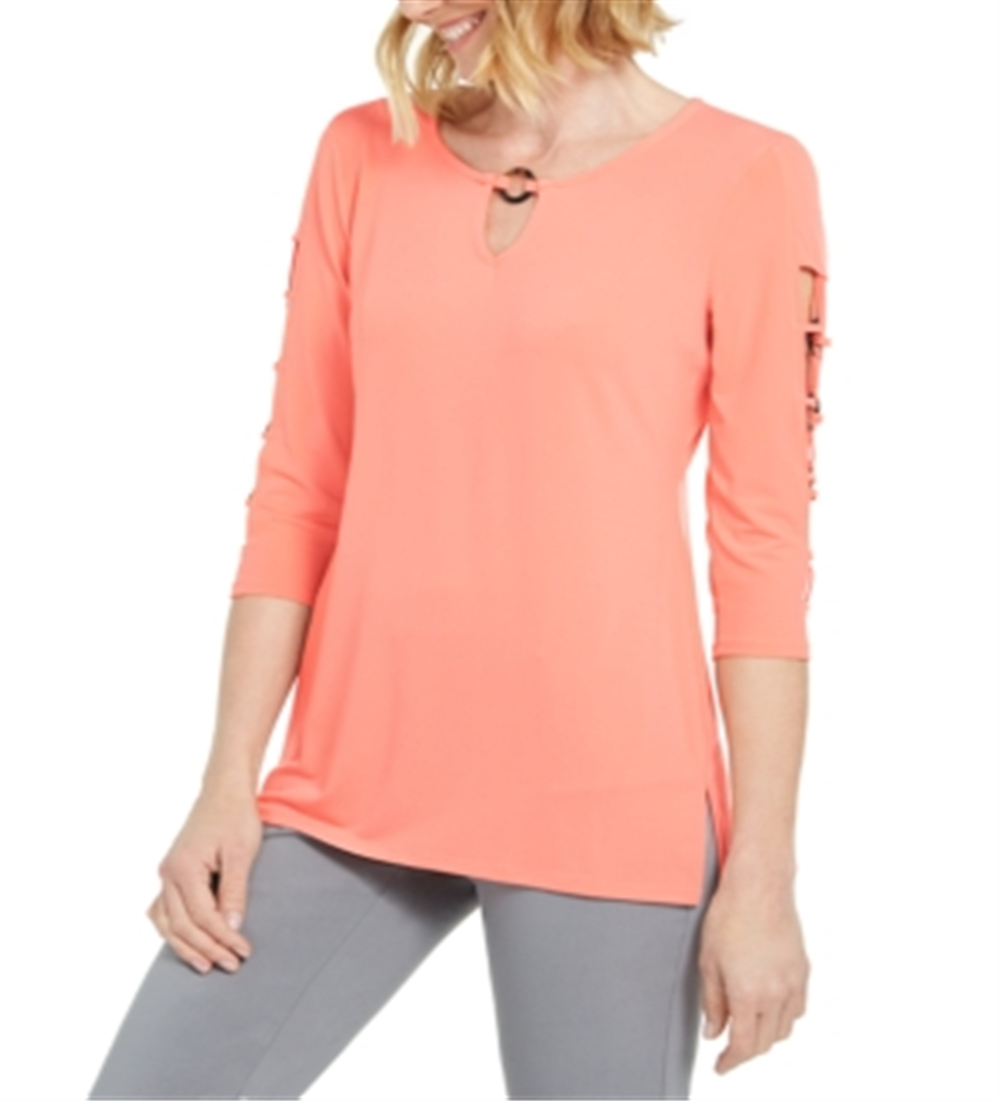 JM Collection Top Feminino O Ring Lattice Laranja Tamanho Médio