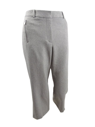 Calça curta de sarja Calvin Klein feminina com bolso e zíper, cinza, tamanho 22W