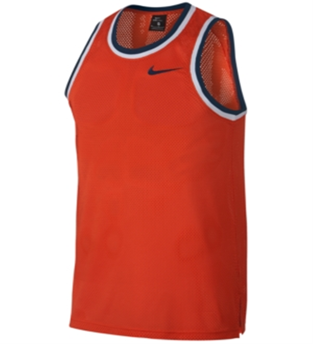 Camisa de basquete Nike Dri-FIT Mesh masculina, laranja, tamanho médio