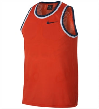 Camisa de basquete Nike Dri-FIT Mesh masculina, laranja, tamanho médio