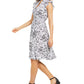 Vestido feminino estampado com amarração na cintura, preto, tamanho 14, Charter Club