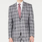 Blazer masculino xadrez de linho Bar III com dois botões, cinza, tamanho 46