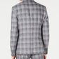 Blazer masculino xadrez de linho Bar III com dois botões, cinza, tamanho 46
