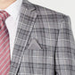 Blazer masculino xadrez de linho Bar III com dois botões, cinza, tamanho 46