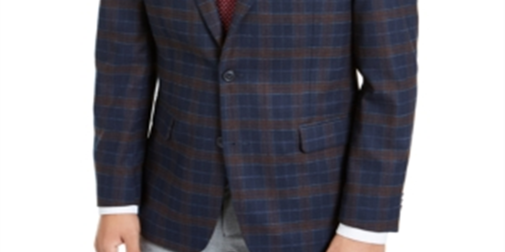 Blazer masculino xadrez clássico Tommy Hilfiger azul tamanho 42