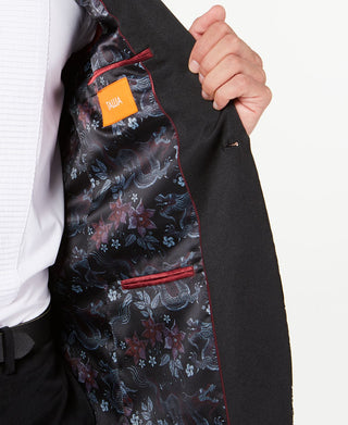 Tallia Slim Fit Masculino Veludo Lantejoulas Jantar Jaqueta Preta Tamanho 42