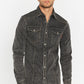 Camisa casual masculina Buffalo David Bitton de manga comprida com botões slim fit, preta, tamanho pequeno