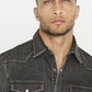 Camisa casual masculina Buffalo David Bitton de manga comprida com botões slim fit, preta, tamanho pequeno