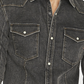 Camisa casual masculina Buffalo David Bitton de manga comprida com botões slim fit, preta, tamanho pequeno