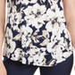 Blusa feminina com estampa floral e decote redondo, azul, tamanho extragrande, da coleção JM