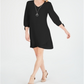 Vestido feminino com mangas curtas e colarinho, preto, tamanho pequeno GG, da coleção JM