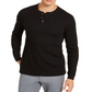 Camiseta masculina de manga comprida com botões Club Room, preta, tamanho pequeno