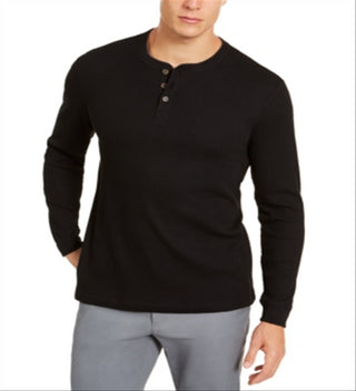 Club Room Men's Long Sleeve Button Down T-Shirt Black Size Small