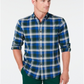 Camisa de flanela xadrez de algodão escovado e elástico masculina Club Room, tamanho grande, verde