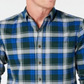 Camisa de flanela xadrez de algodão escovado e elástico masculina Club Room, tamanho grande, verde