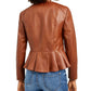 Jaqueta feminina peplum de couro sintético INC International Concepts marrom tamanho pequeno SM