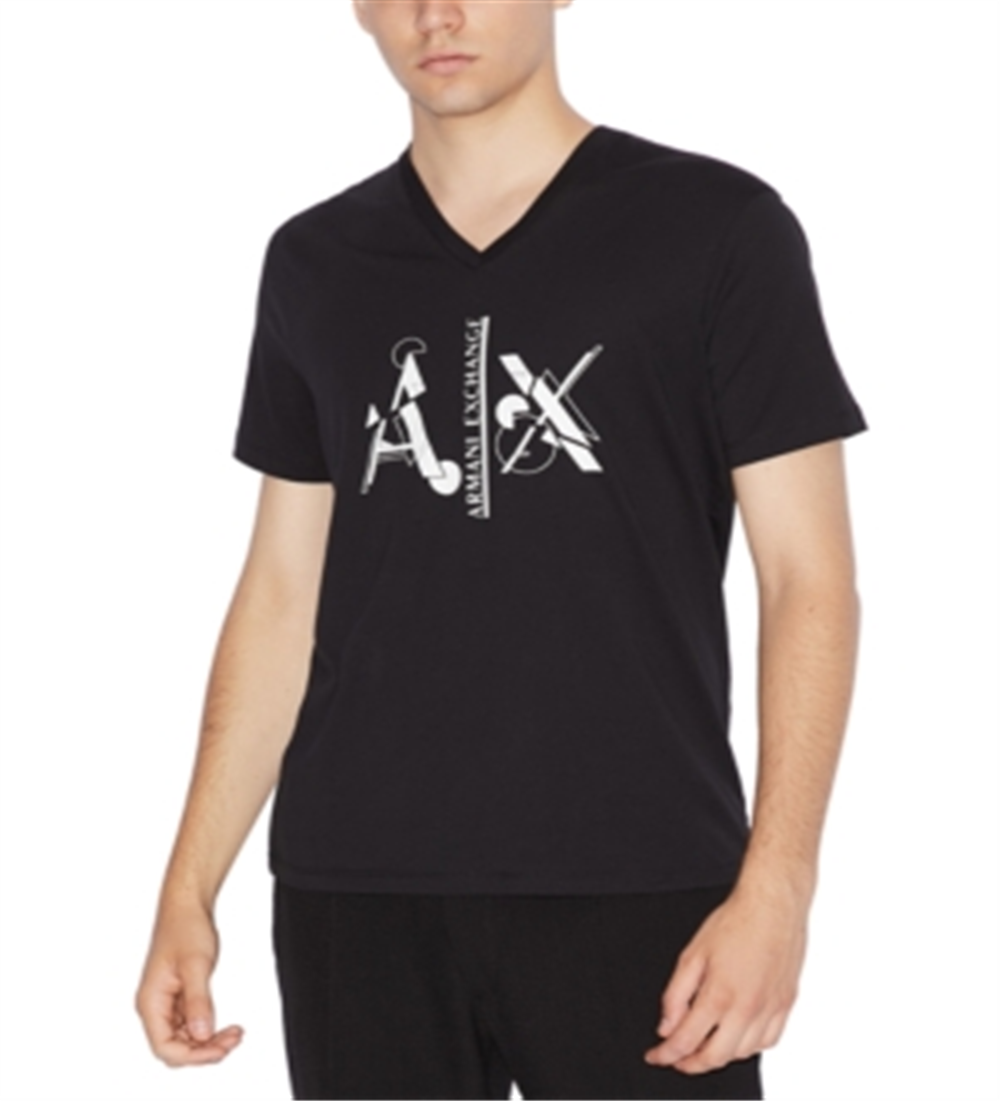 Camiseta masculina AX Armani Exchange Classic Fit preta tamanho X-G