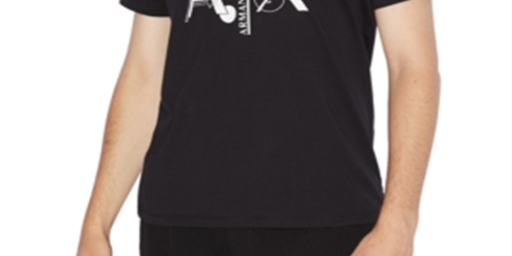 Camiseta masculina AX Armani Exchange Classic Fit preta tamanho X-G