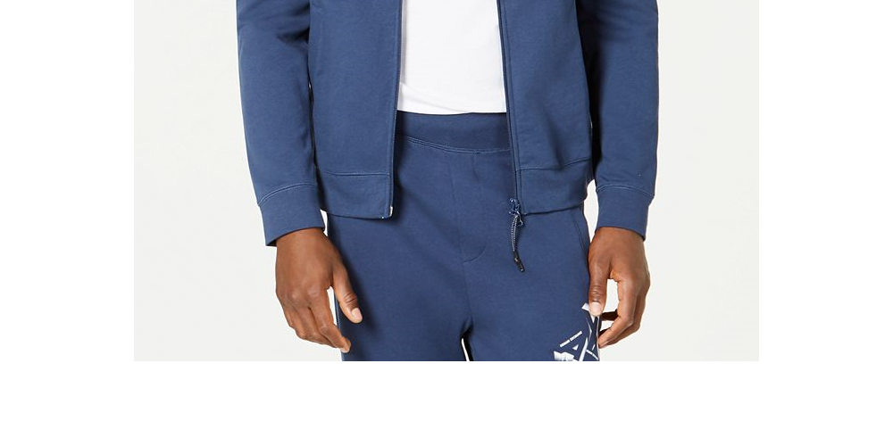 Moletom com capuz masculino AX Armani Exchange com zíper frontal e logotipo, azul, tamanho grande
