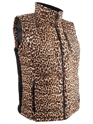 Colete acolchoado feminino Calvin Klein Plus com estampa de leopardo - marrom, tamanho 0X