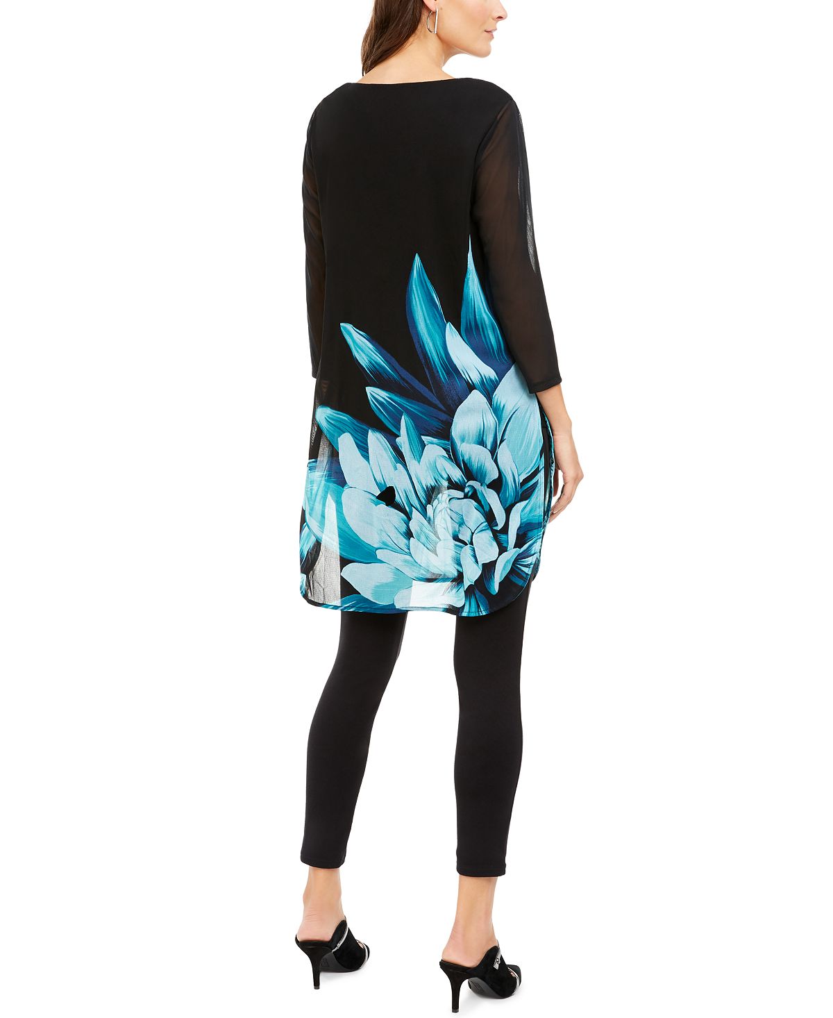 Túnica Alfani Feminina Estampada Floral Preta Tamanho Pequeno Pequeno